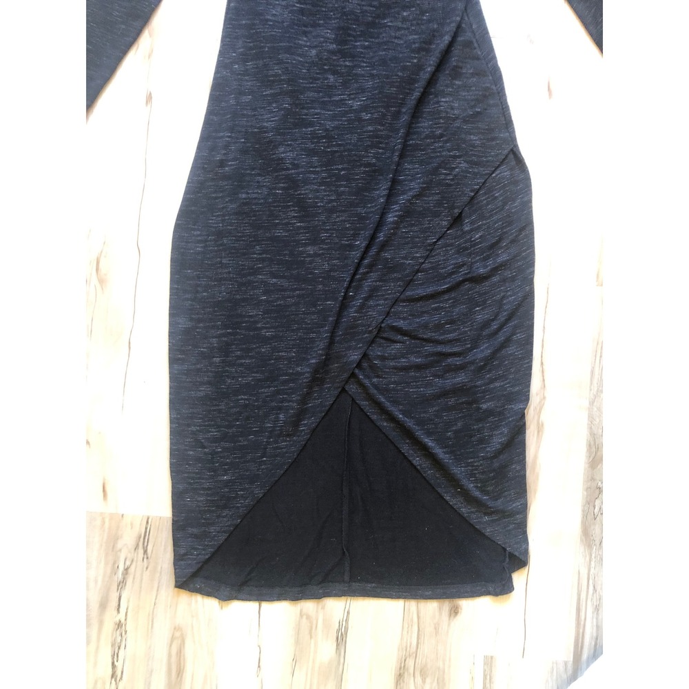 Forest Lily Charcoal Grey Space Dye Long Sleeve Tulip Hem Drape Midi Dress Large - Picture 4 of 13